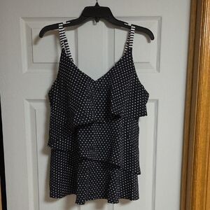 Stylish Black and White Polka Dot Swim Top